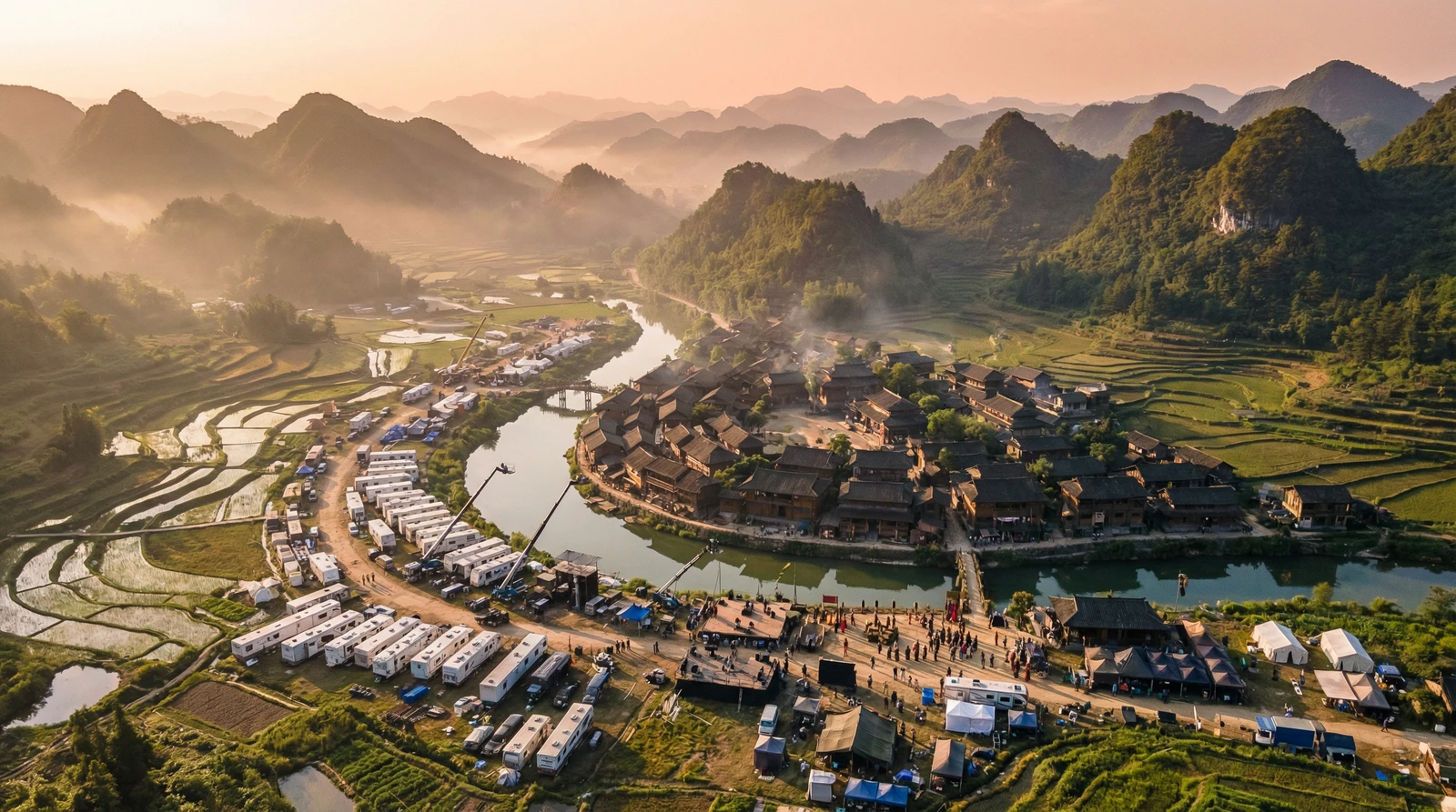 麻豆传媒海角社区栏目航拍外景拍摄基地全景